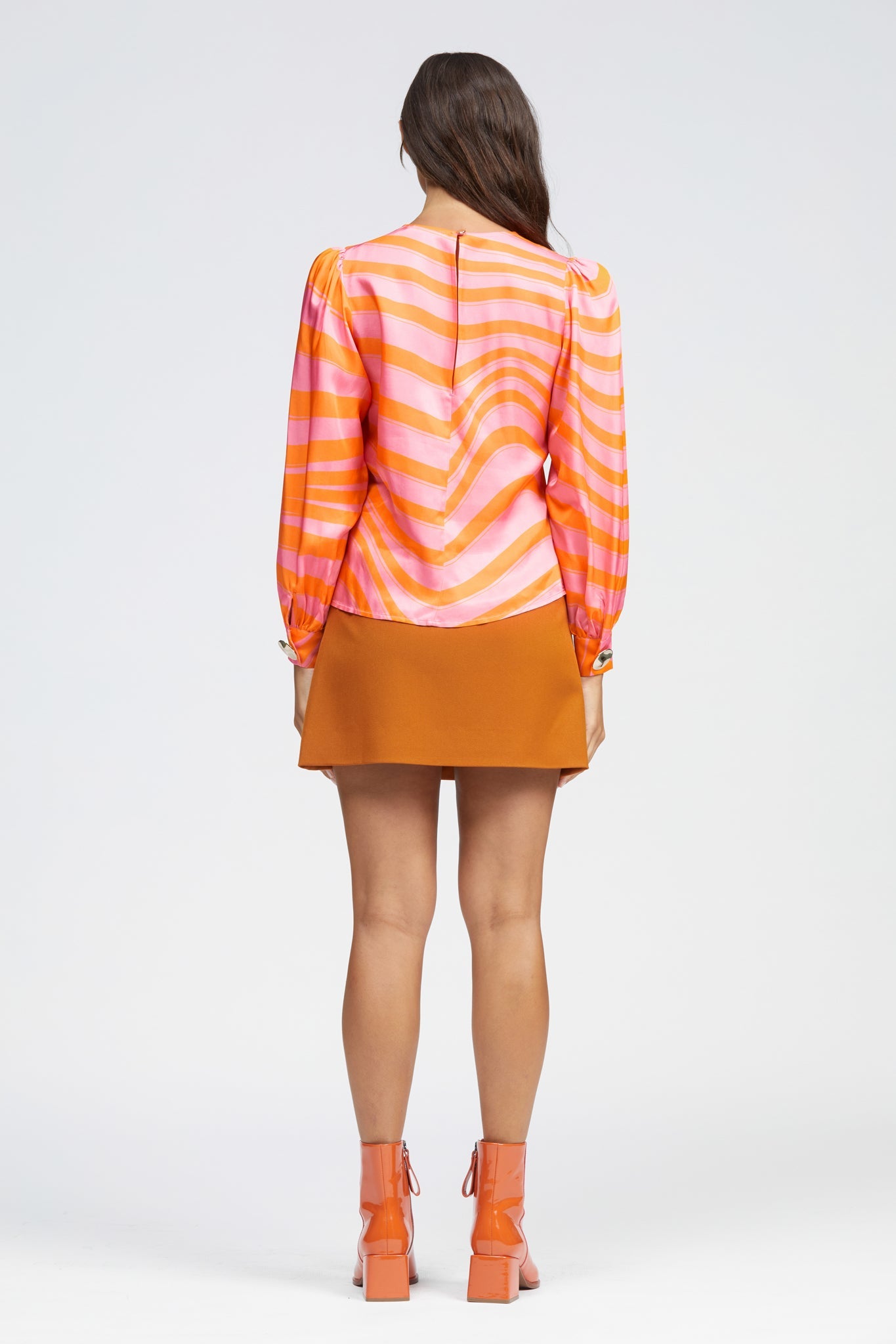 Belmont Top Pink/Orange Squiggle Print