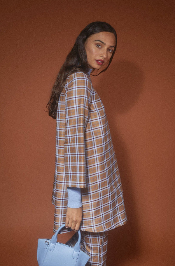 Fala Dress Camel/Blue Check