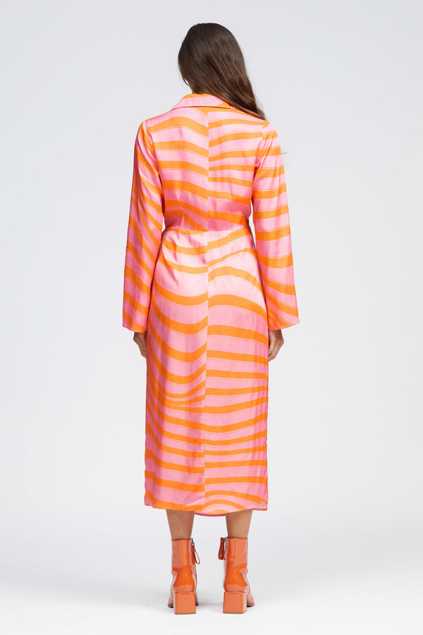 Aisling Dress Pink/Orange Squiggle Print