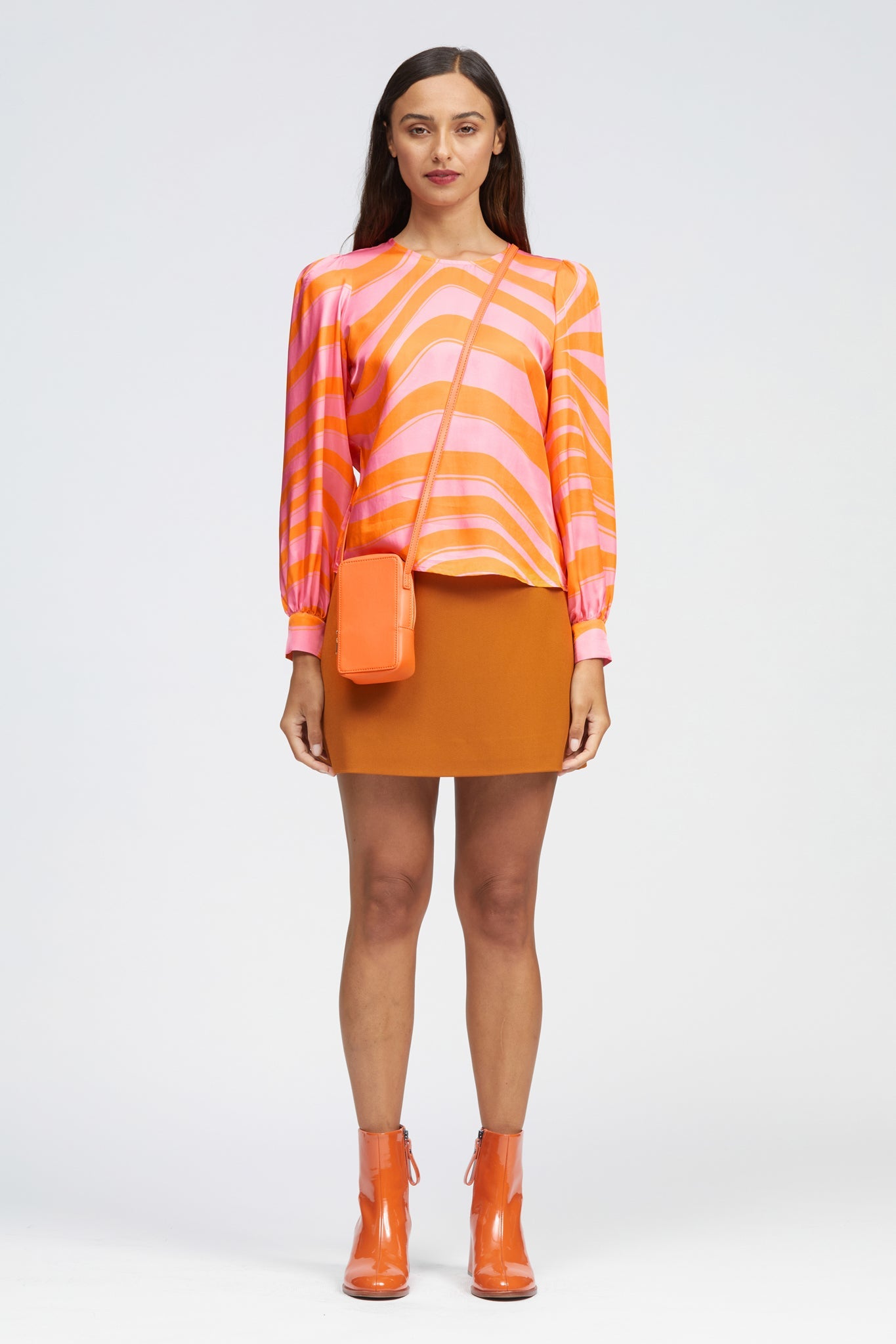 Belmont Top Pink/Orange Squiggle Print