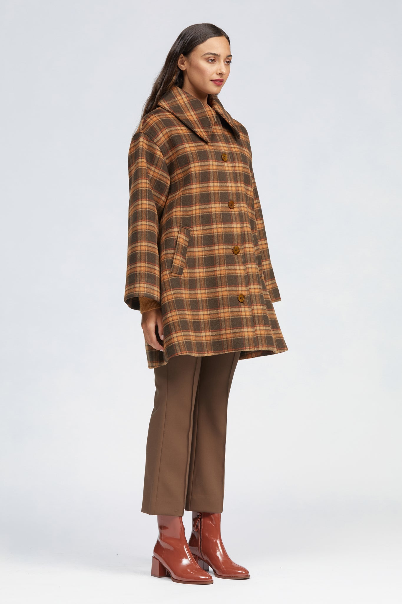 Darmowy Coat Brown/Orange Check