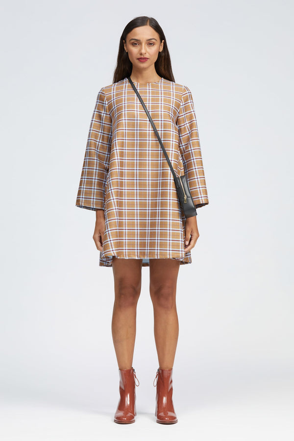 Fala Dress Camel/Blue Check