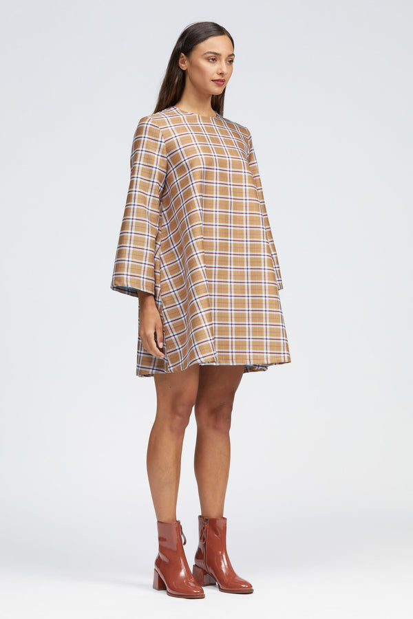 Fala Dress Camel/Blue Check