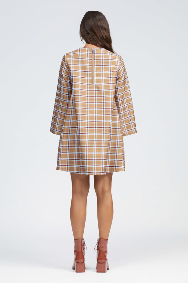 Fala Dress Camel/Blue Check