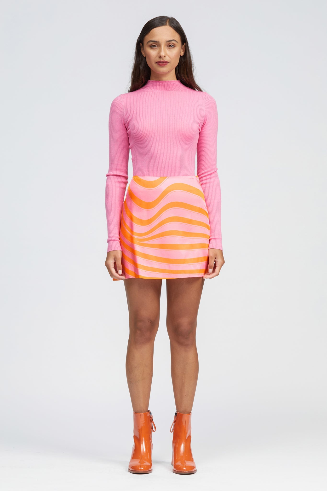 Belmont Top Pink/Orange Squiggle Print