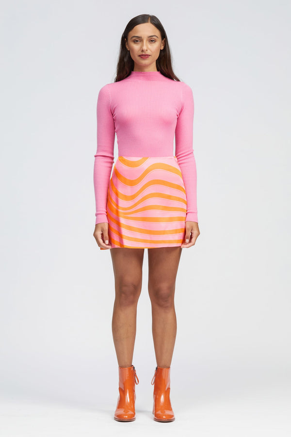Belmont Top Pink/Orange Squiggle Print