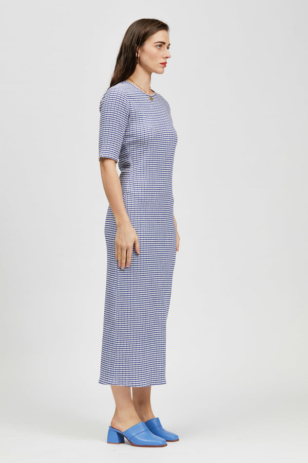 Longe Dress Blue/White Check