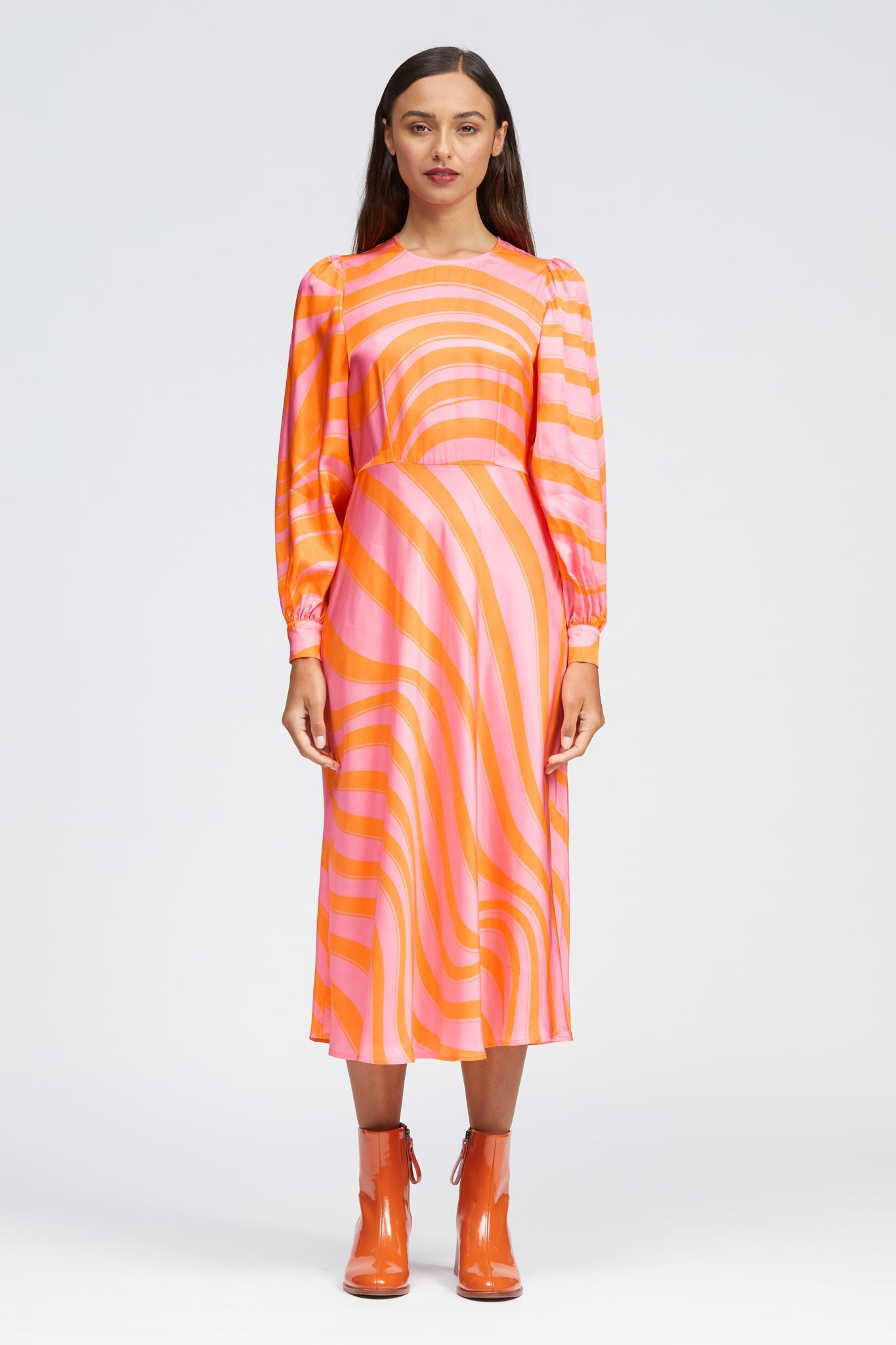 Peregrine Dress Pink/Orange Squiggle Print