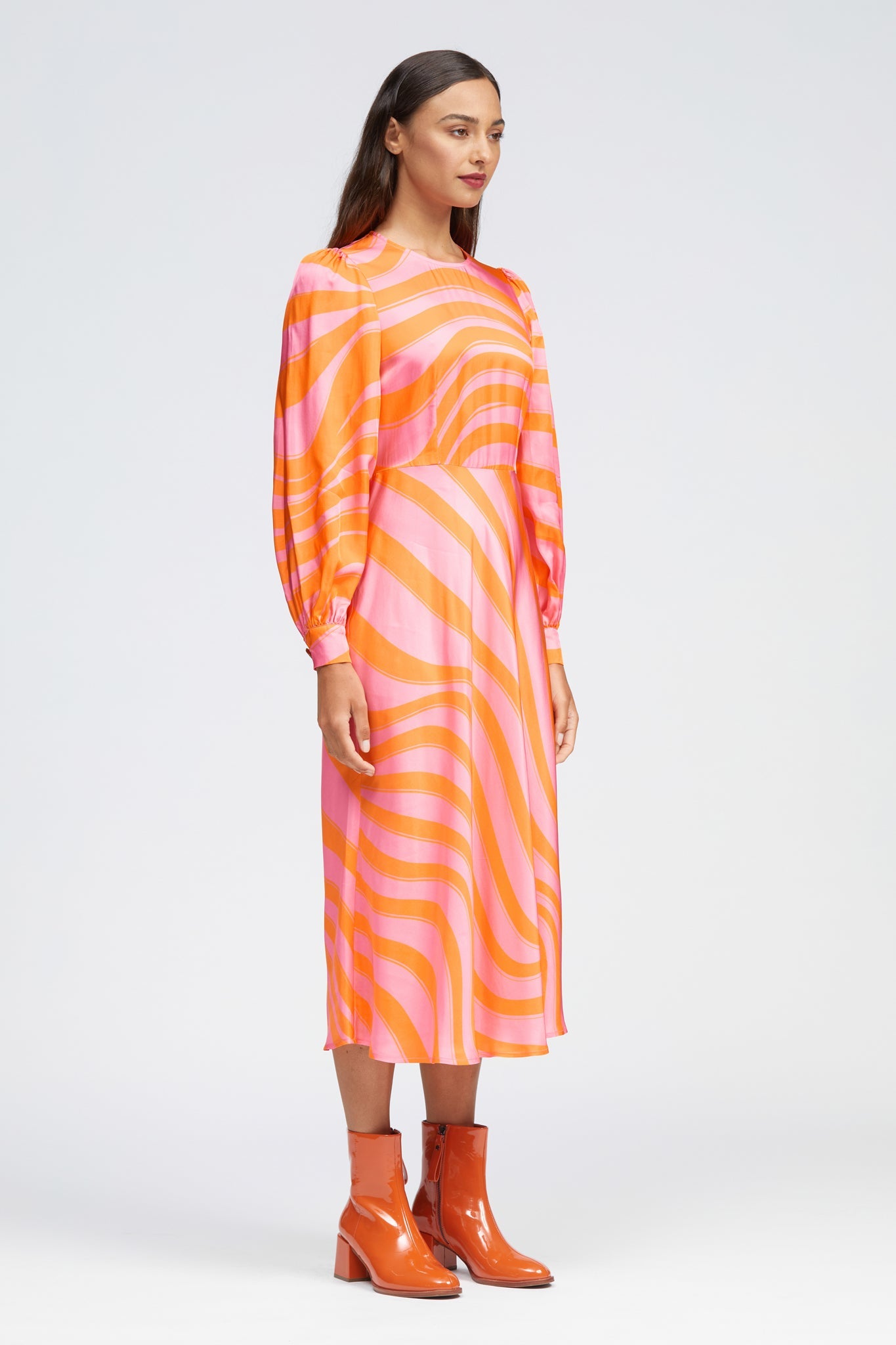 Peregrine Dress Pink/Orange Squiggle Print