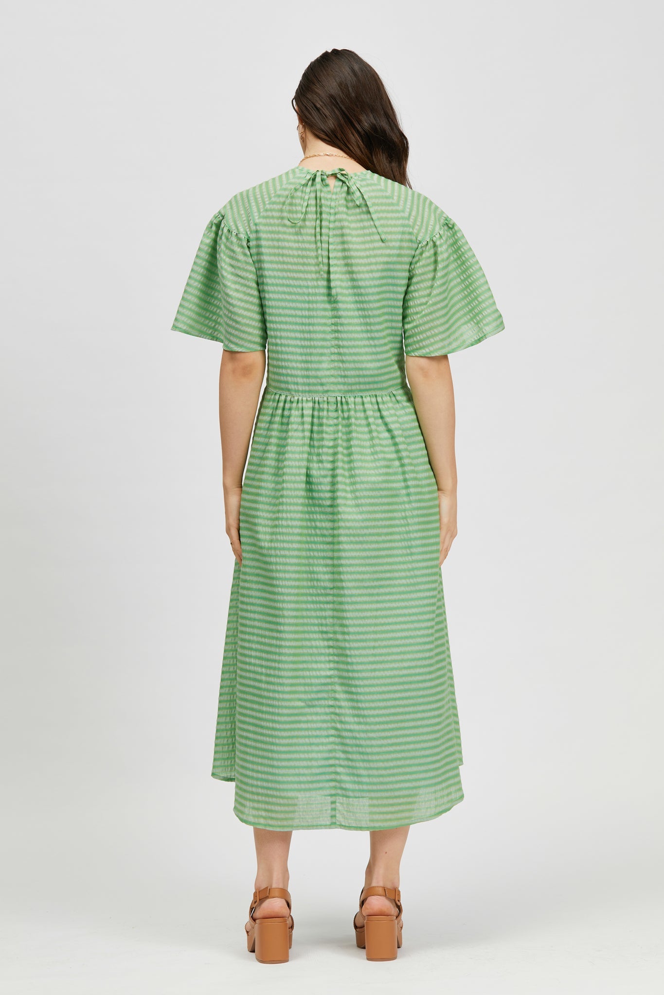 Prazer Dress Green Stripe/Light Blue