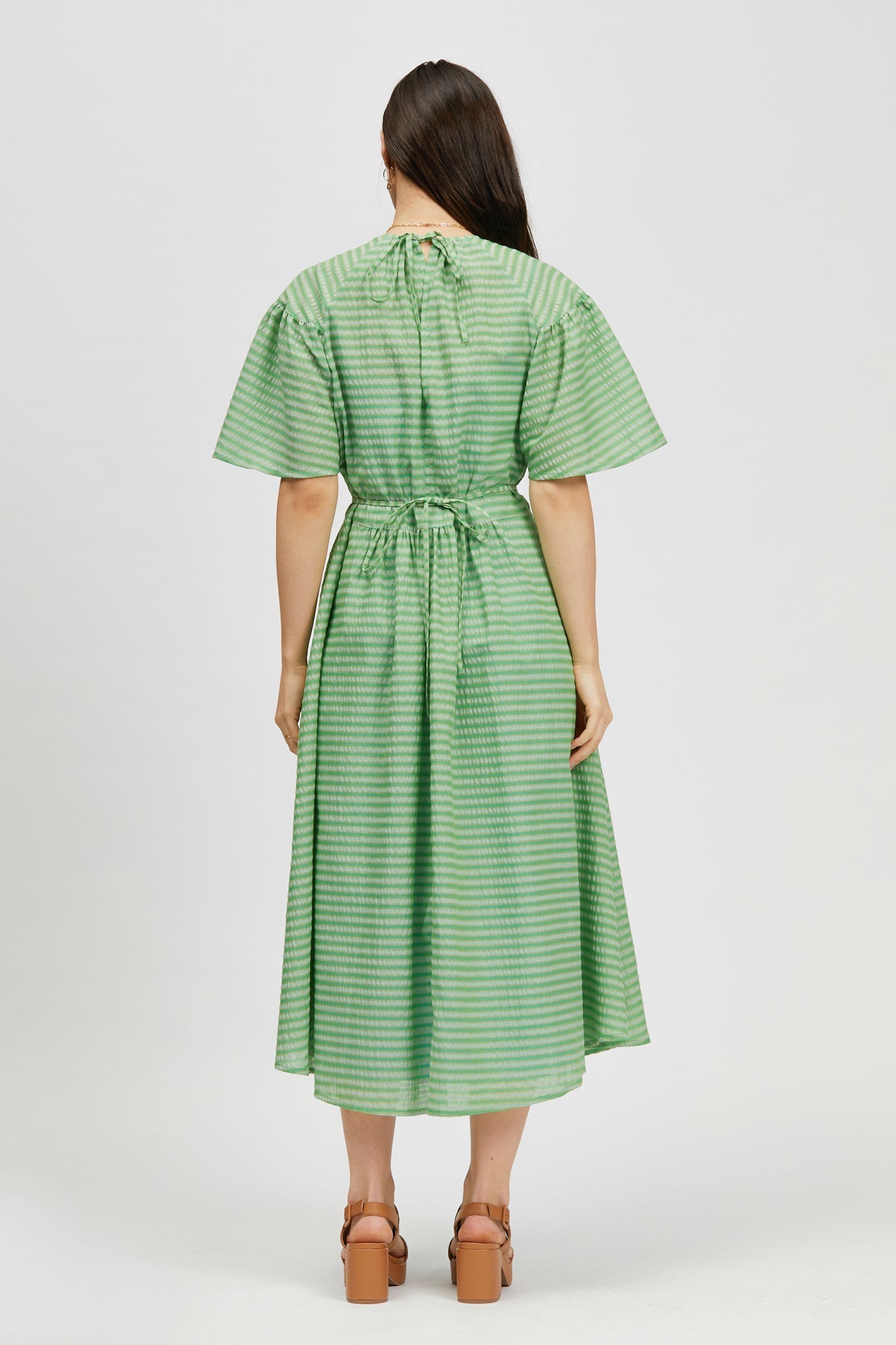 Prazer Dress Green Stripe/Light Blue