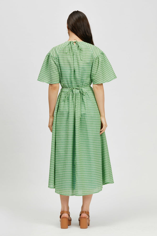 Prazer Dress Green Stripe/Light Blue