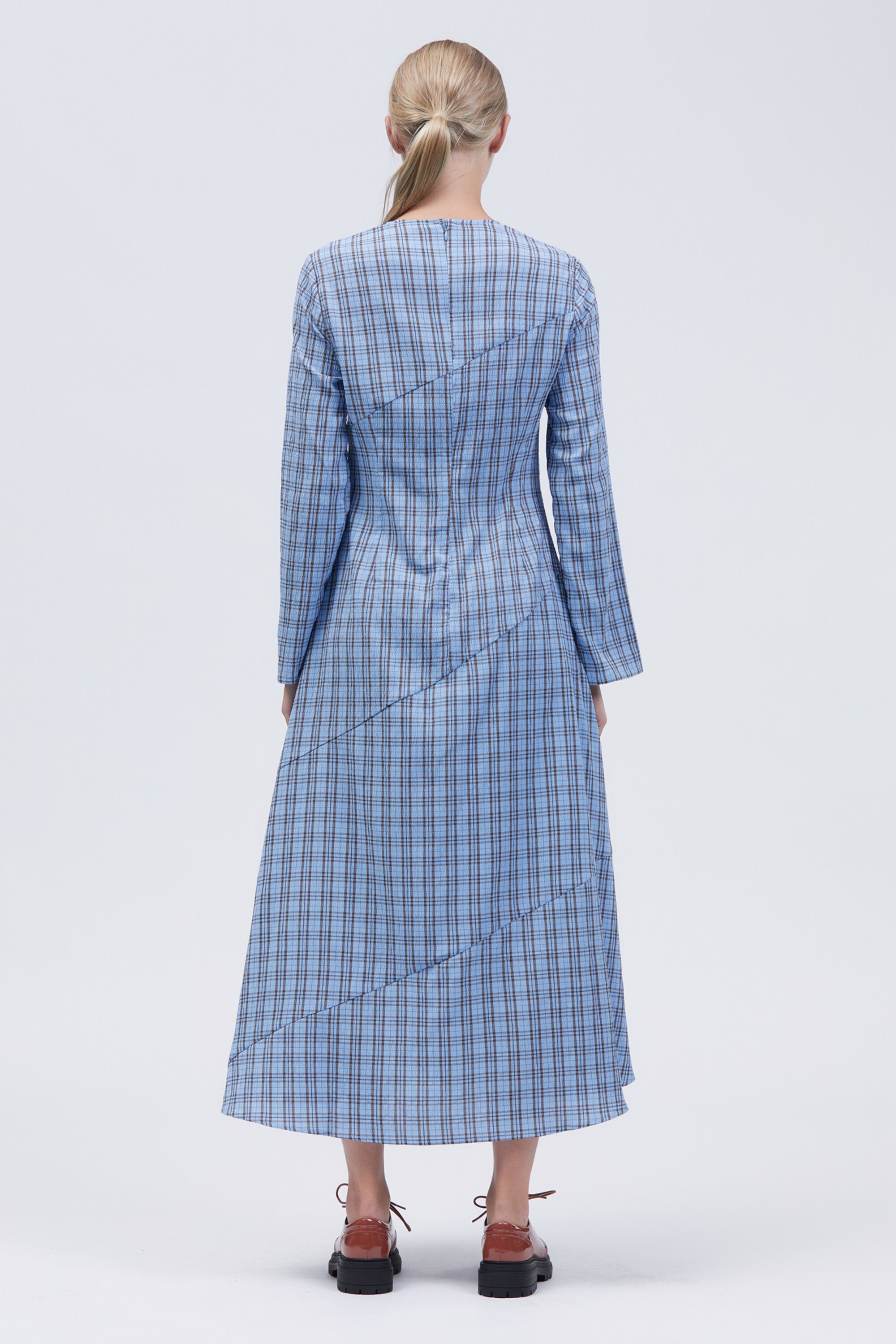 Kust Midi Dress Blue/Brown Check