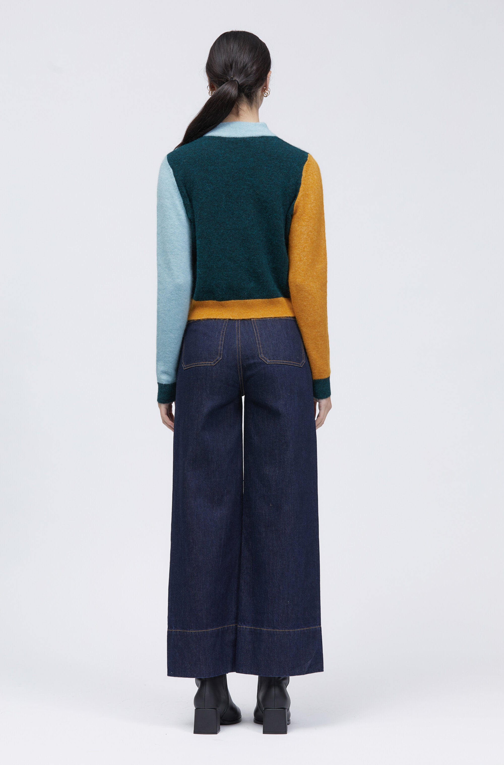 Sekund Jumper Dar Green/Light Blue/Mustard